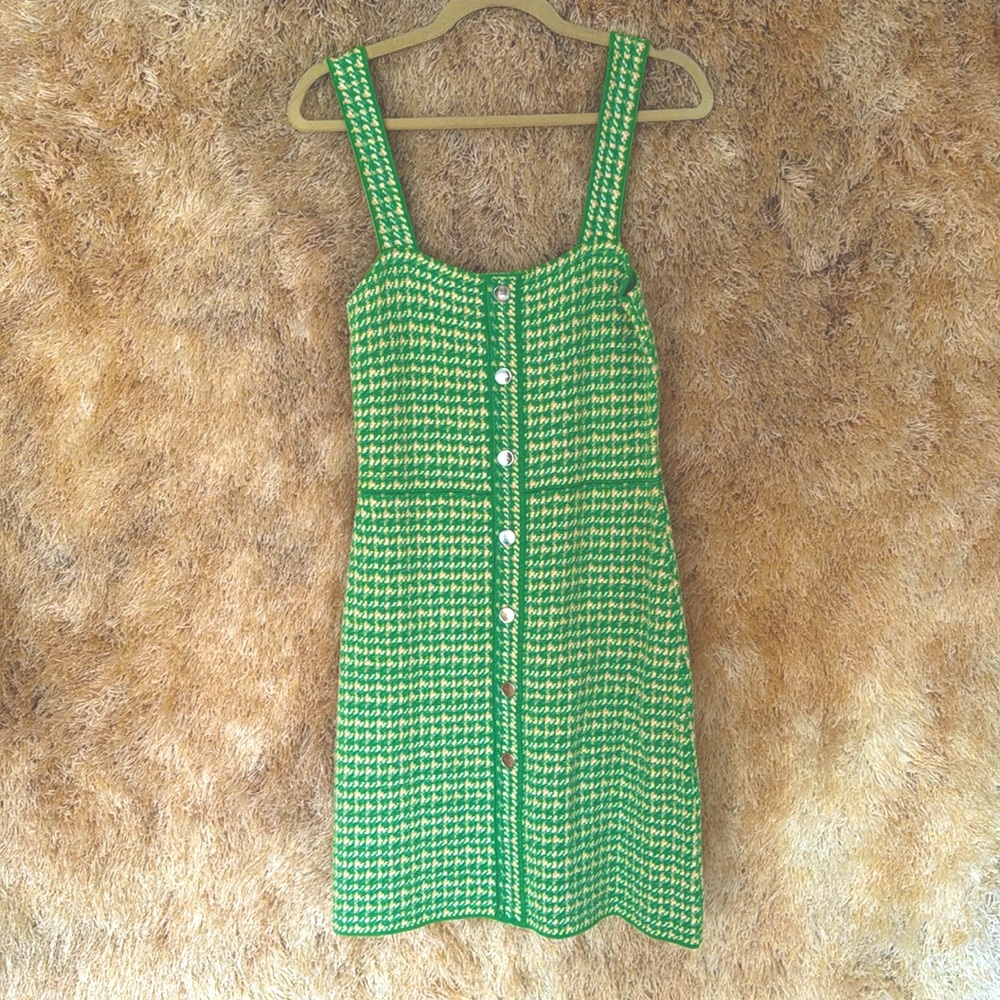 Tweed bright green dress from Sandro